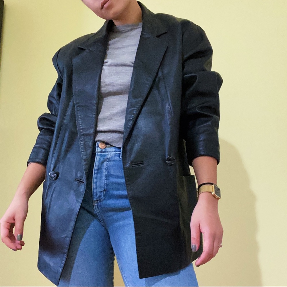 Vintage Black Leather Coat